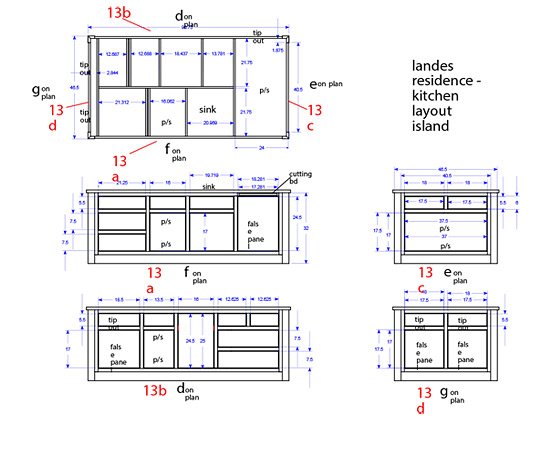 <b>Landes Residence. Kitchen Layout Island</b><span><br /> Designed by <b>Charles Rawlins</b> • Created in <a href='/2d-3d-drafting/2d-3d-cad-graphite.html'>Graphite Precision CAD Software</a></span>